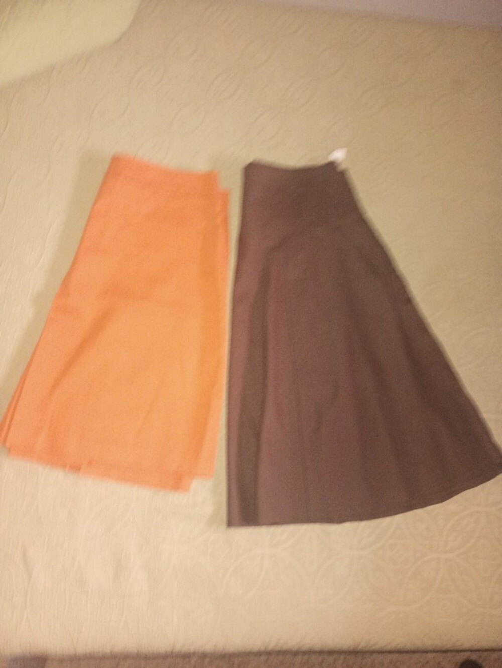 BOGO  New Women's Orange Kick Pleated A-Line Skirt Get Brown Linen/Cotton S14-16